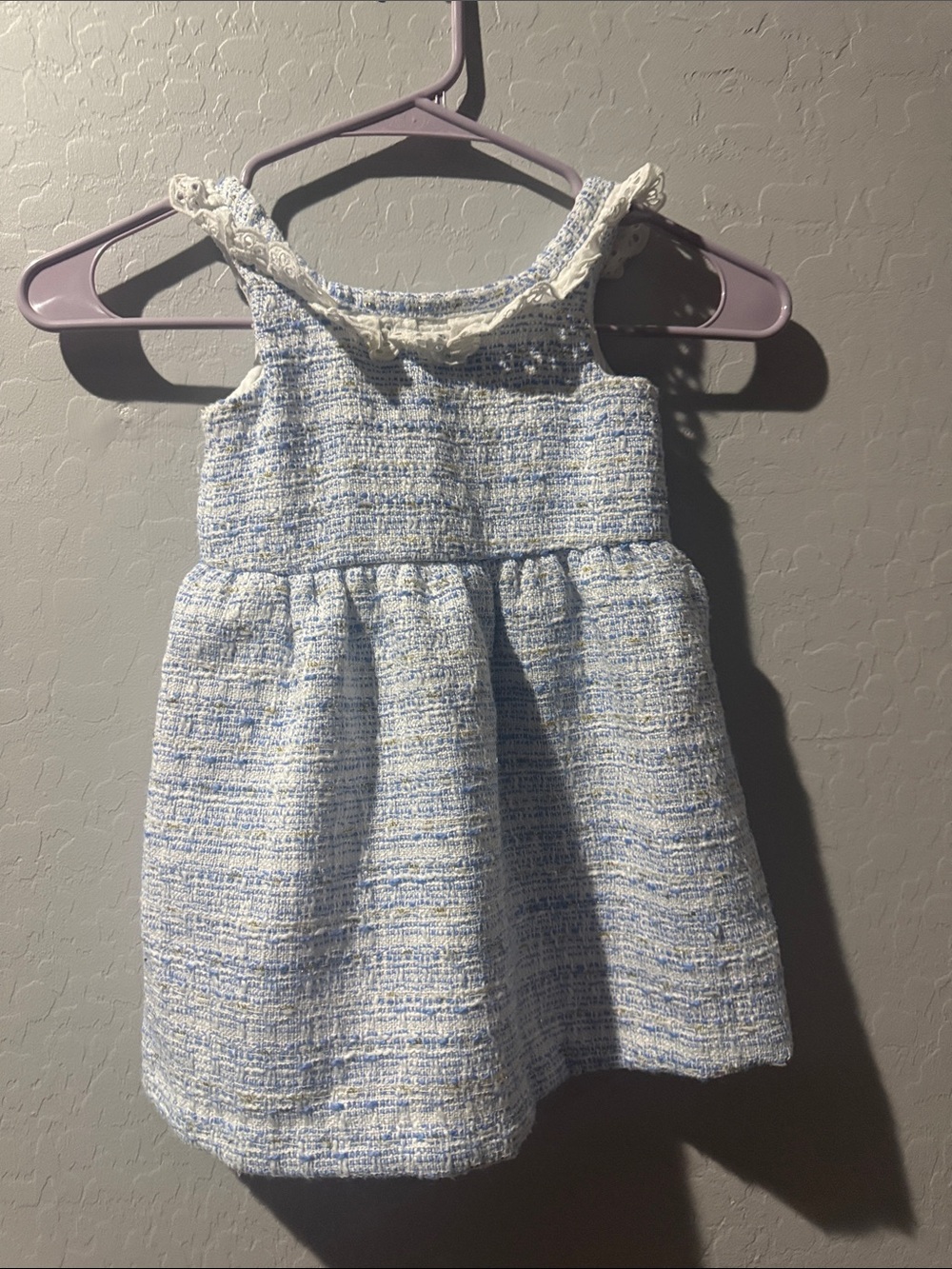 Janie & Jack Eyelet Ruffle Tweed Dress – Size 2T 💙🤍